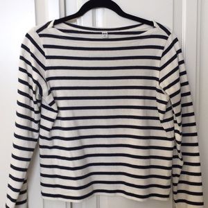 Uniqlo Womens stripe long sleeve crop top